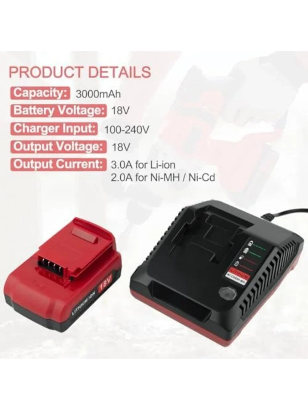 2 Packs 18V Lithium Batteries & Charger for Power Tools - Compatible & Reliable